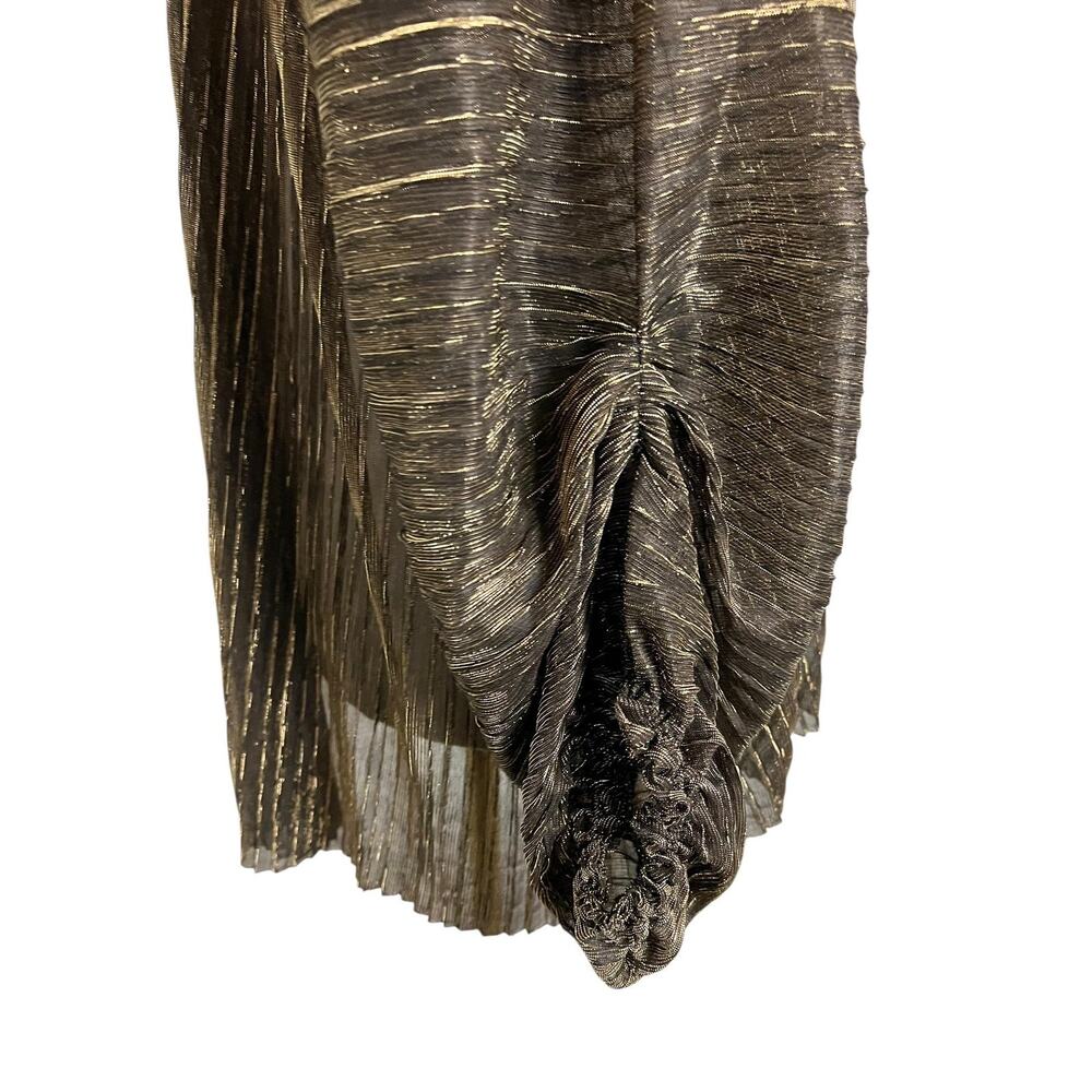 MM Couture By Miss Me One Shoulder Blouse XL XXL Gold Metallic Pleated Sheer - Picture 6 of 9